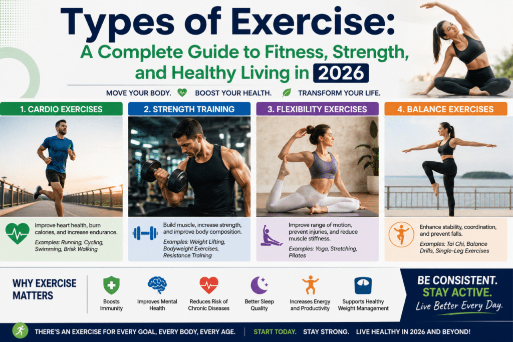 Types of Exercise: A Complete Guide to Fitness, Strength, and Healthy Living in 2026